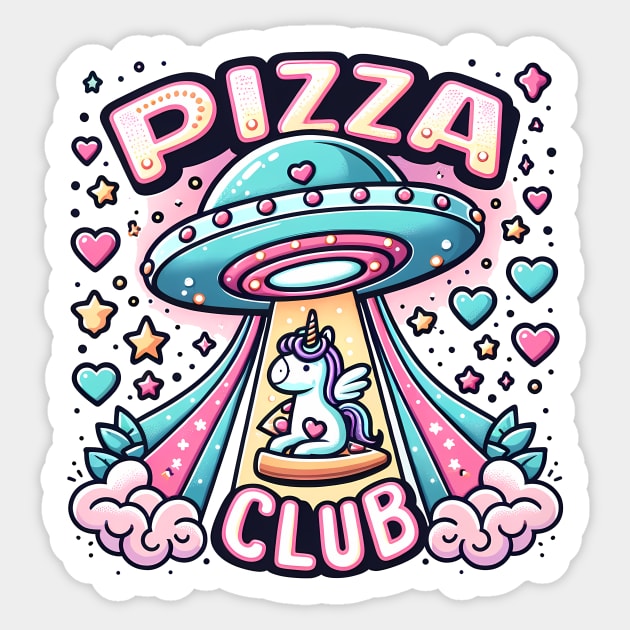 Funny Pizza Unicorn Ufo Sticker by logiamerch